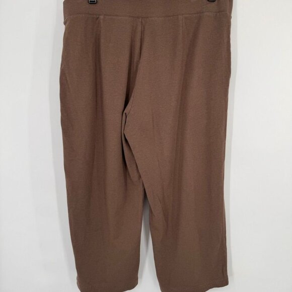 Pure Jill Womens Brown Wide Leg crop Pants size Large Petite knit Cotton pockets - Picture 7 of 10